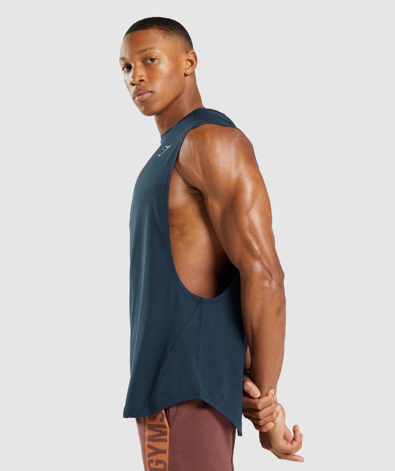 Podkoszulki Gymshark Bold Drop Arm Męskie Granatowe | PL 952JYS